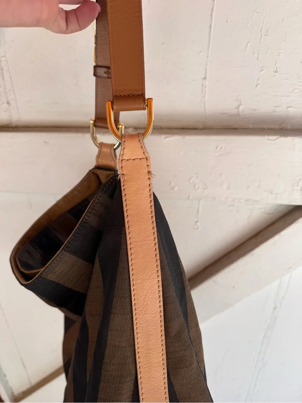 Fendi Brown and Black Striped Hobo Bag - Picture 3 of 15